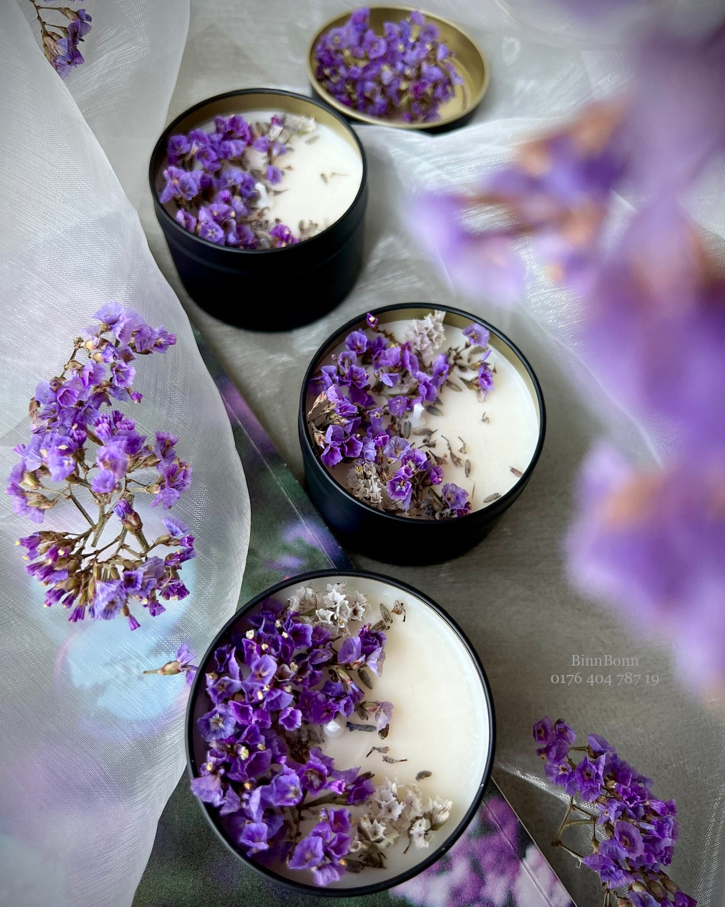 Lavendel Naturkerze aus Sojawachs Metalldose 120 ml