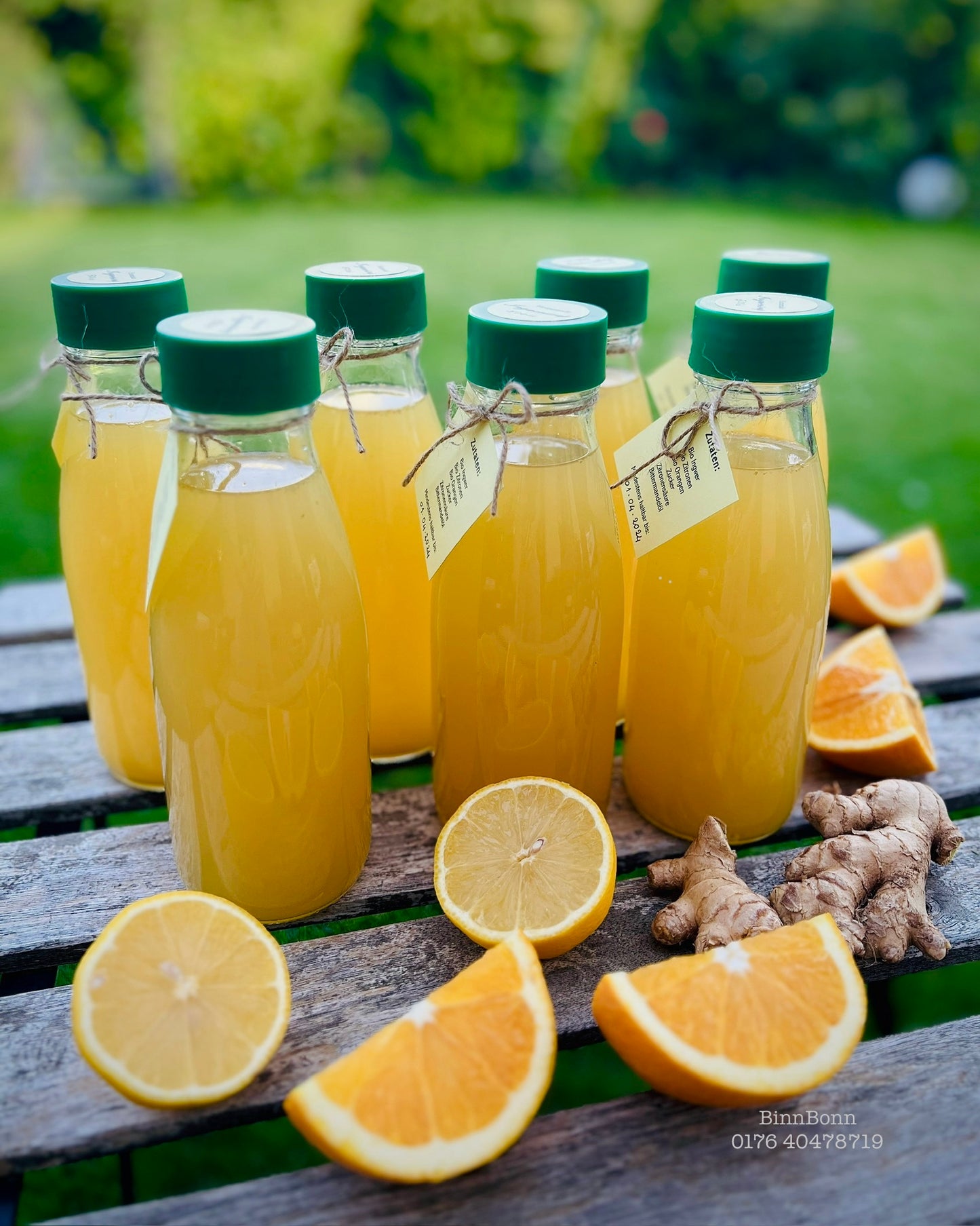Hausgemachter Ingwersirup mit Bio-Orangen und Zitronen Flasche 500 ml