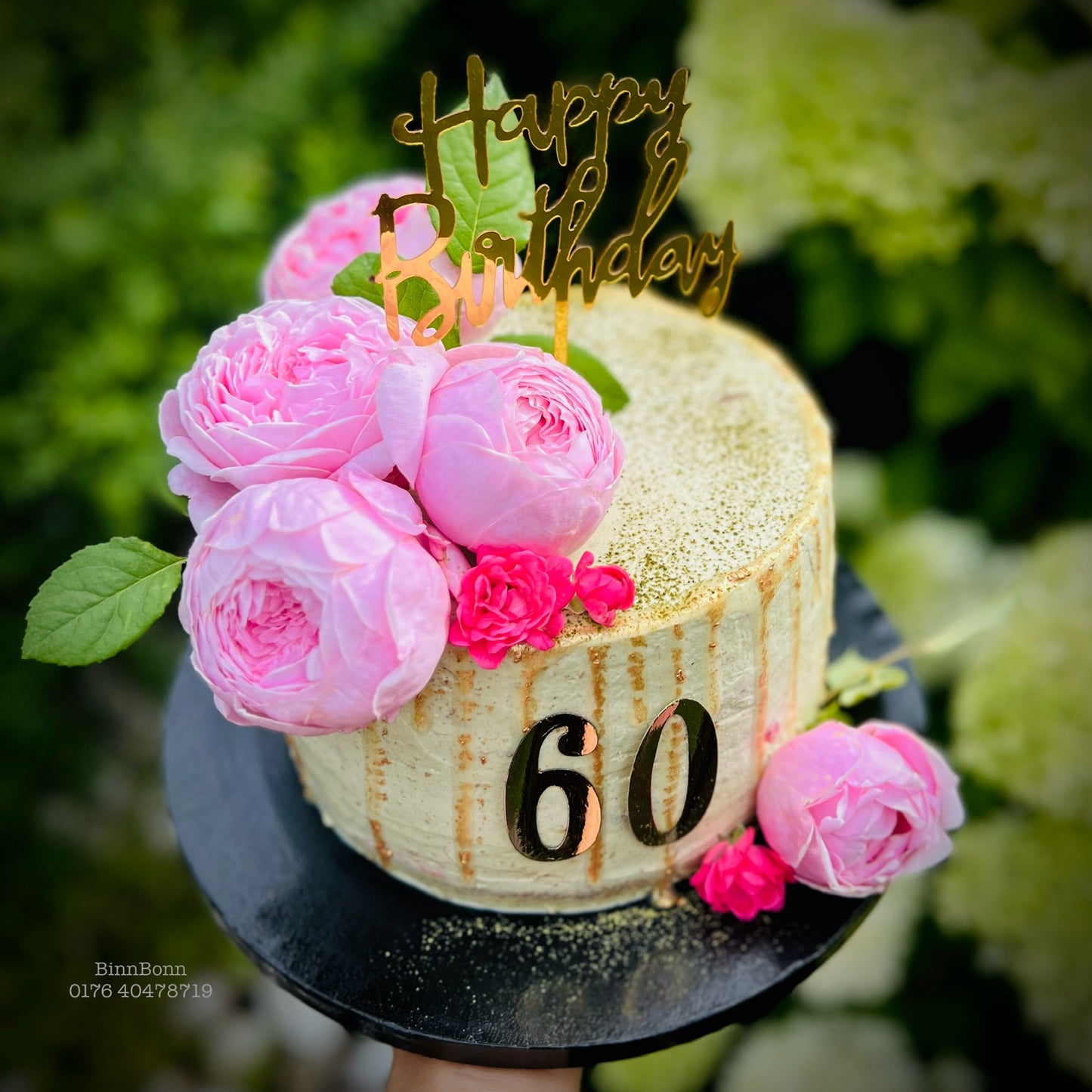 4. Torte "Spirit" zum Geburtstag mit frischen Rosen, Früchten und Matcha 22 cm