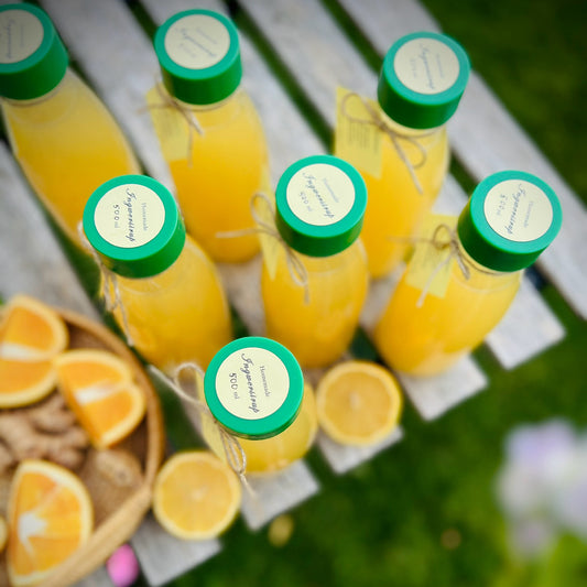 Hausgemachter Ingwersirup mit Bio-Orangen und Zitronen Flasche 500 ml